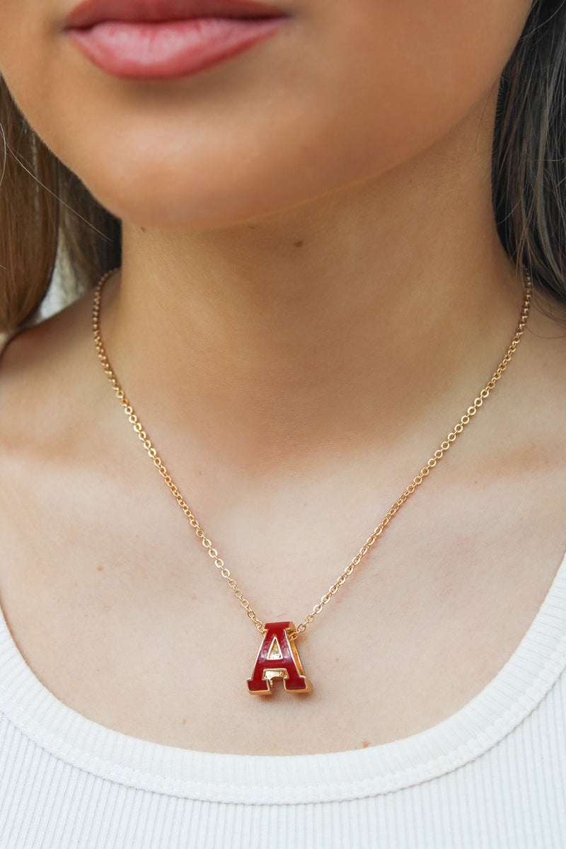 Gameday Letter "A" Necklace - Burgundy