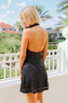 Dare To Dazzle Halter Neck Mini Dress - Black