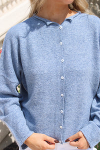 The Hadley Button Down Knit Cardigan - Dusty Blue