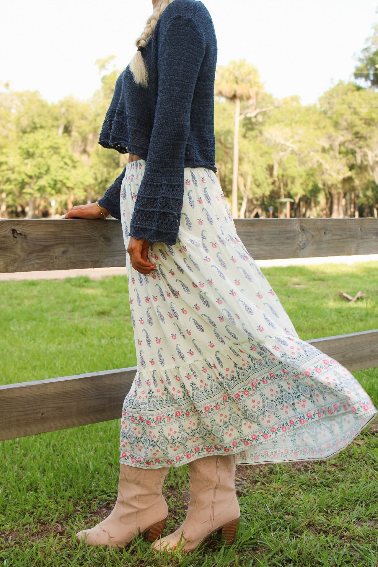 Sadie & Sage: Sagebrush Maxi Skirt - Cream Multi