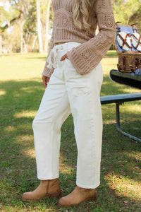 Marissa Slouchy Crop Barrel Leg Pants - Ivory
