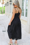 Date Night Dinners Smocked Maxi Dress - Black