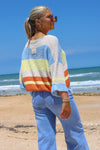 Finding Comfort Striped V-Neck Sweater - Periwinkle