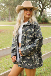 The Outlander Boyfriend Denim Jacket - Camo