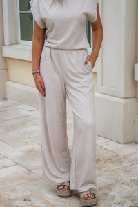 Cindy Elastic Waist Knit Pants - Oatmeal