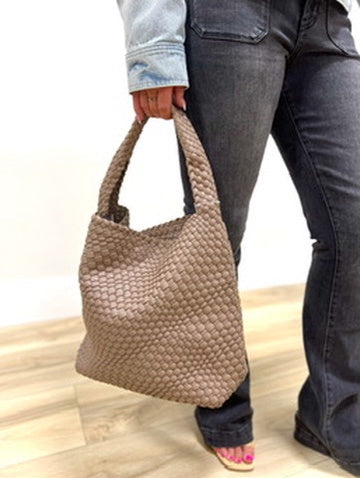 The Tina Woven Hobo Tote Bag - Cumin