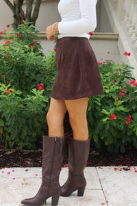 Z Supply: Perri Suede Mini Skirt - Dark Chocolate