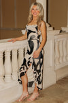 Dancing Under The Stars Ruffle Midi Dress - Black/Taupe