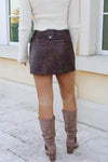 Frontier Edge Patch Pocket Mini Skirt - Rustic Brown