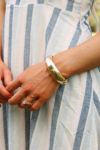 Hammered Round Bangle Bracelet - Gold