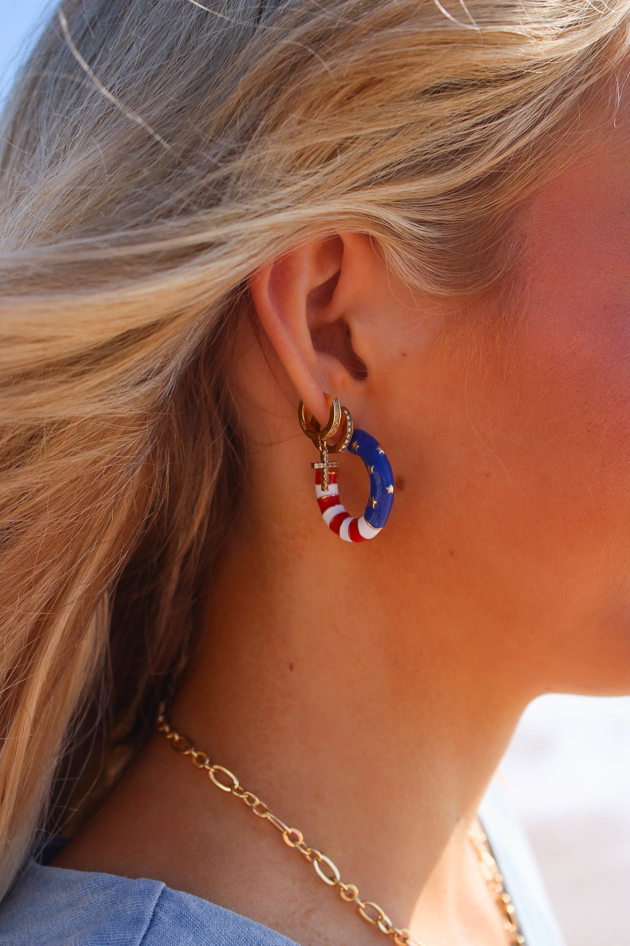 American Flag  Hoop Earring