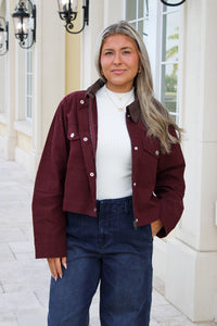 Harvest Ridge Cropped Barn Jacket - Wine