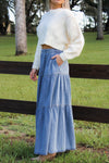 Southern Charm Tiered Maxi Skirt - Med Wash