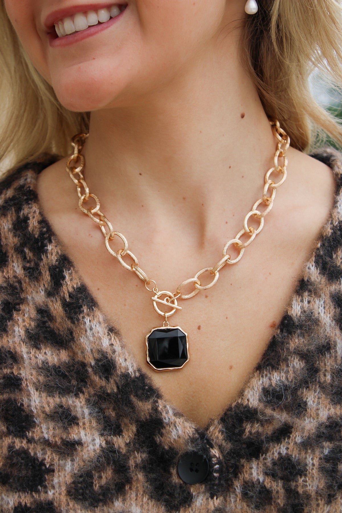 Fall Trends Chunky Chain Necklace - Black