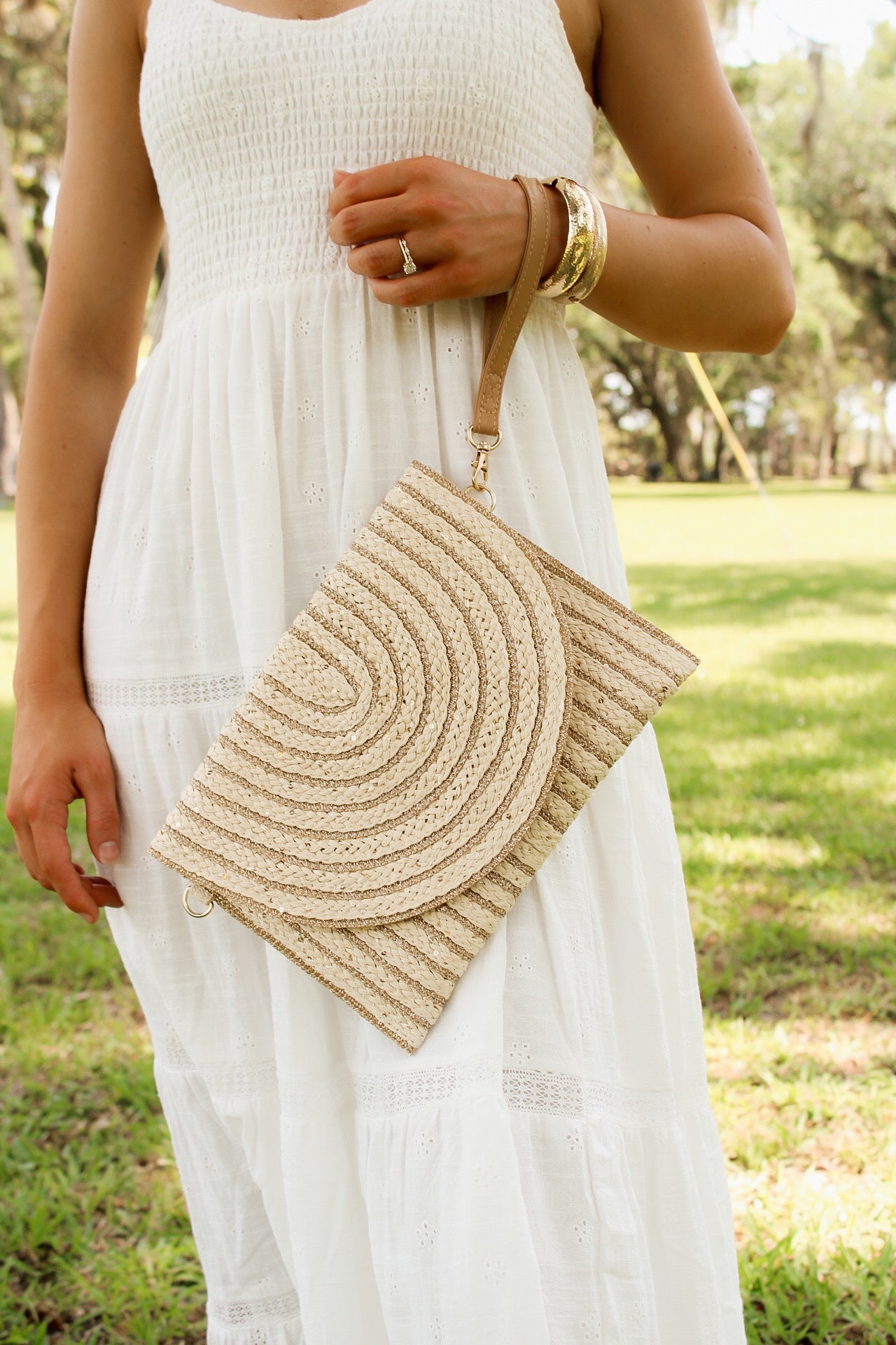 Seaside Stroll Braided Envelope Clutch - Ivory