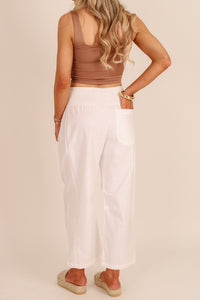 Pure Intentions Smocked Cropped Pants - Off White