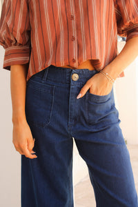 Weekend Vibes Patch Pocket Pants - Dk Denim