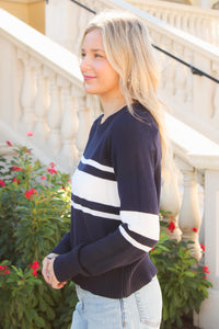 Z Supply: Stripe Stand In Sweater - Eclipse