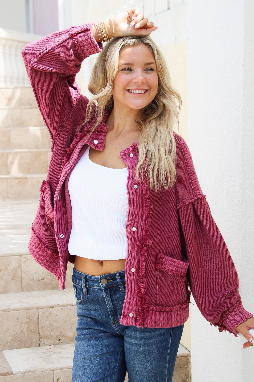 Dear John: Reese Cardigan - Tibetan Red