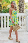 Have Some Fun Lemon Tie Back Mini Dress - Blue