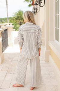 Z Supply: Reese Button Up Stripe Top - Eclipse