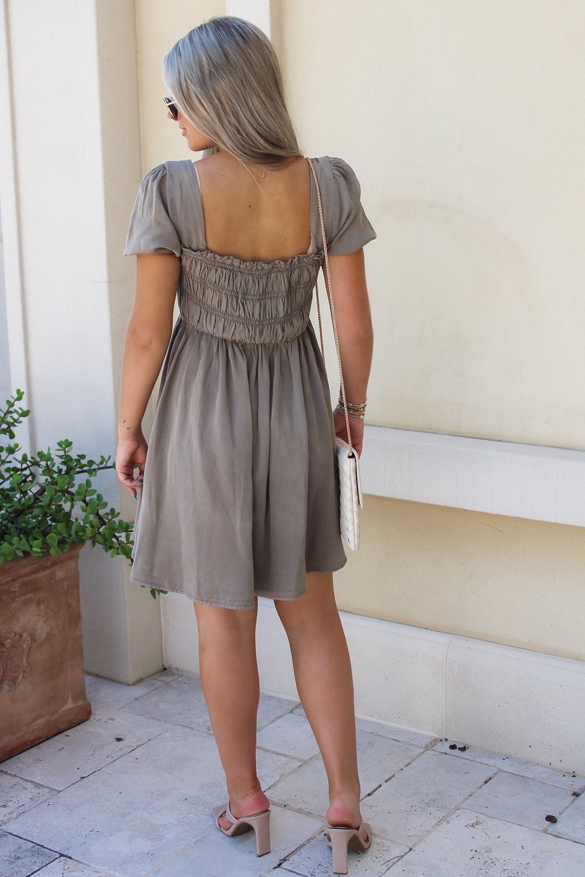 Pure Thoughts Smocked Midi Dress - Mocha