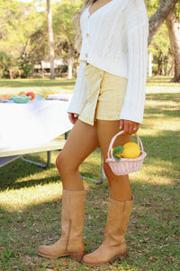 Mandy High Rise Button Down Skort - Banana