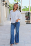 Chasing You Tie Front Striped Top - Blue