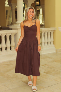 Forever Yours Sweetheart Midi Dress - Brown
