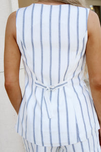 Harbor Line Button Down Vest - Navy