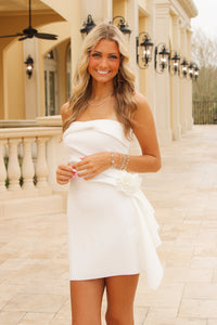 Pure Elegance Tube Top Mini Dress - White