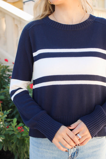Z Supply: Stripe Stand In Sweater - Eclipse