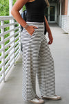 Stay On Track Wide Leg Pants - Black/White