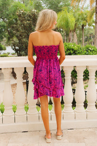 Island Breeze Smocked Mini Dress - Fuchsia/Purple