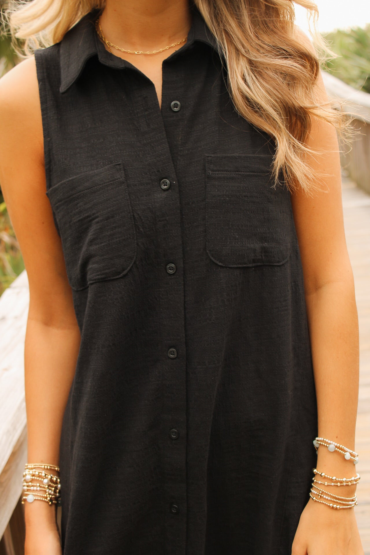 Z Supply: New Light Textured Mini Dress - Black
