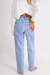Anni High Rise Baggy Tie Detail Jeans - Lt Wash