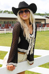 Boho Babe Crochet Tie Top - Black/Cream