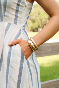 Hammered Round Bangle Bracelet - Gold