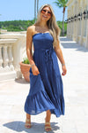 Sunset Breeze Smocked Maxi Dress - Navy