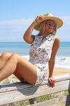 Sandy Shores Sleeveless Romper - Brown Porcelain