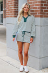 Play Date Striped Cropped Pullover Top - Hunter Green