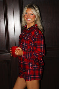 River Plaid Button Up - Haute Red