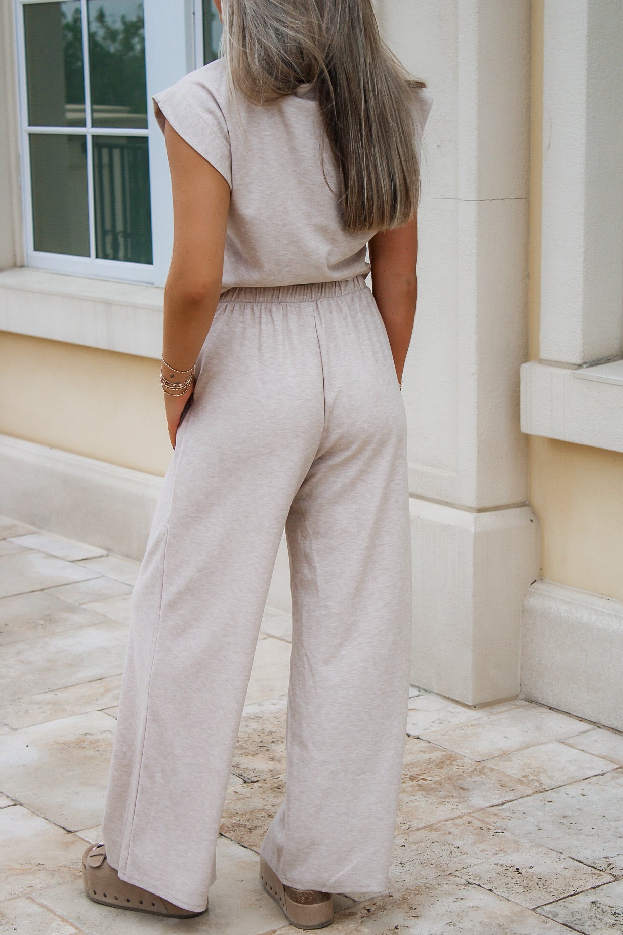 Cindy Elastic Waist Knit Pants - Oatmeal