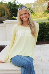 Cool Breeze BEACH Crew Neck Sweater - Lemonade