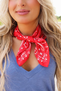 Bandana Print Scarf - Red
