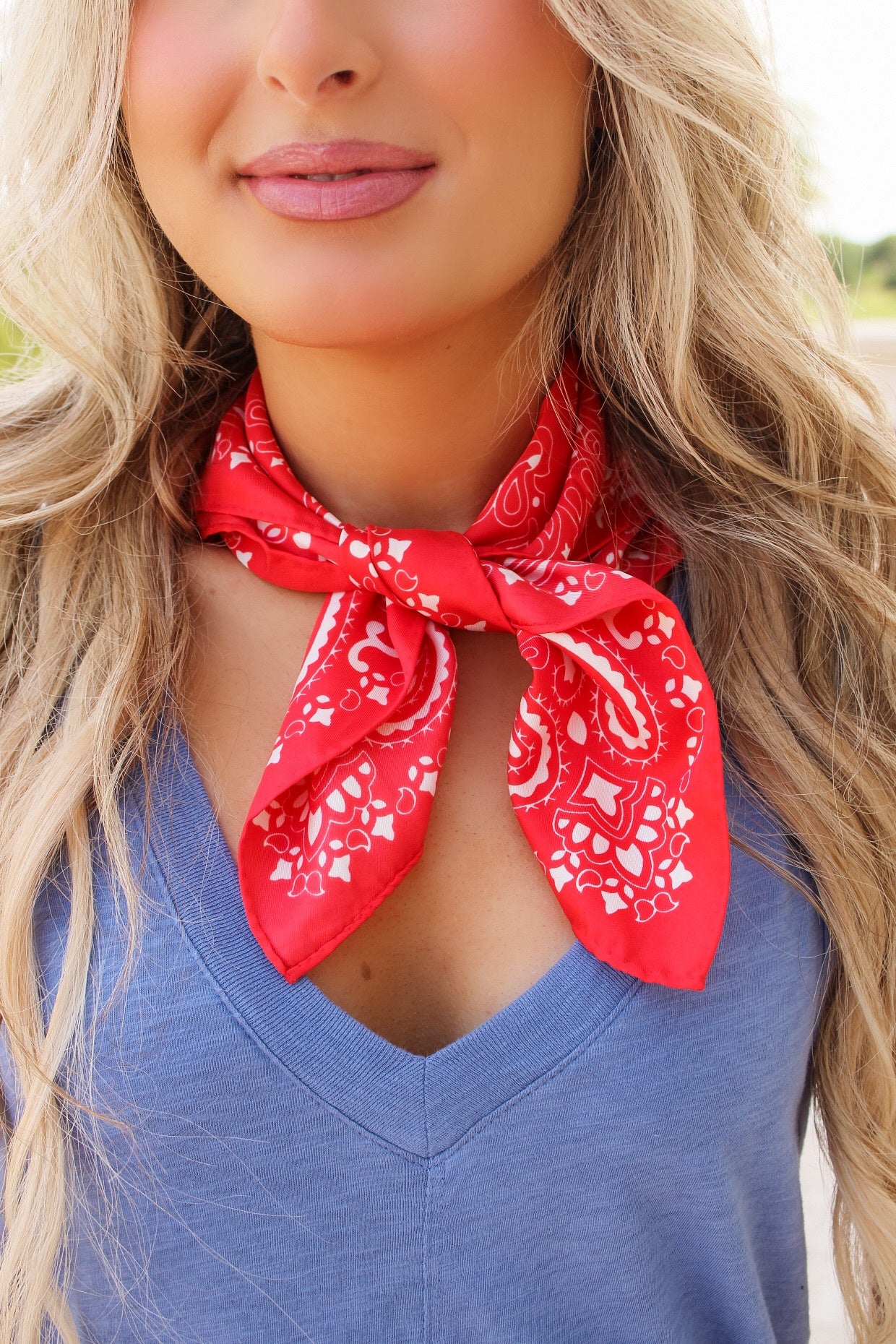Bandana Print Scarf - Red
