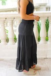 Cascading Days Smocked Maxi Skirt - Black