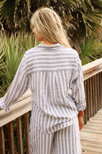 Z Supply: The Perfect Striped Button Up Top - White