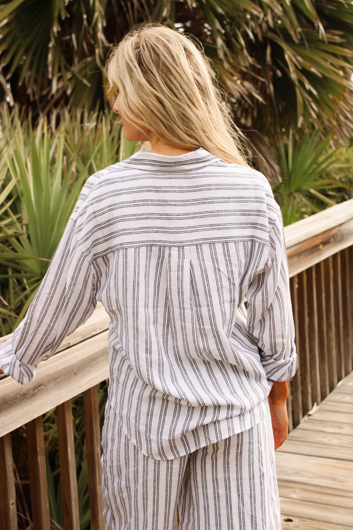 Z Supply: The Perfect Striped Button Up Top - White