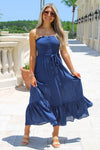 Sunset Breeze Smocked Maxi Dress - Navy